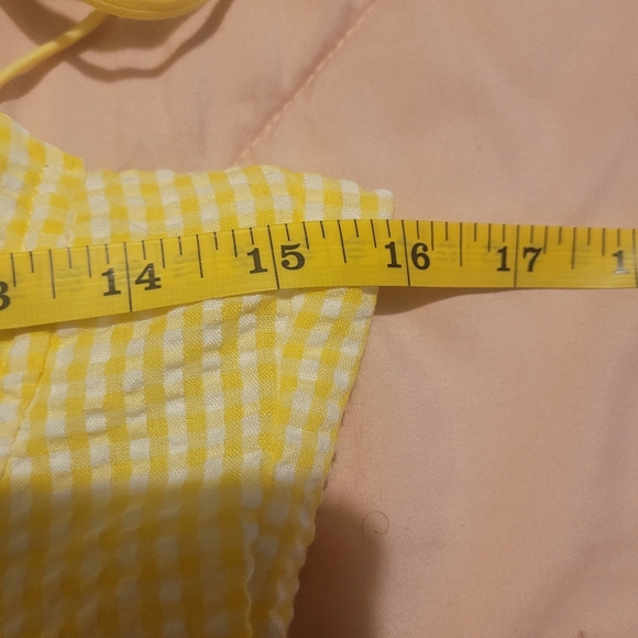 For Love Bell Yellow Gingham Eyelet Bustier Mini Picnic Dress Juniors Size M NWT - Picture 12 of 15